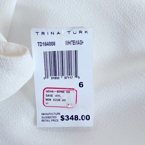 TRINA TURK NWT WHITE STONE EMBELLISHED NECKLINE SLEEVELESS DRESS RUFFLE BOTTOM - Picture 10 of 11